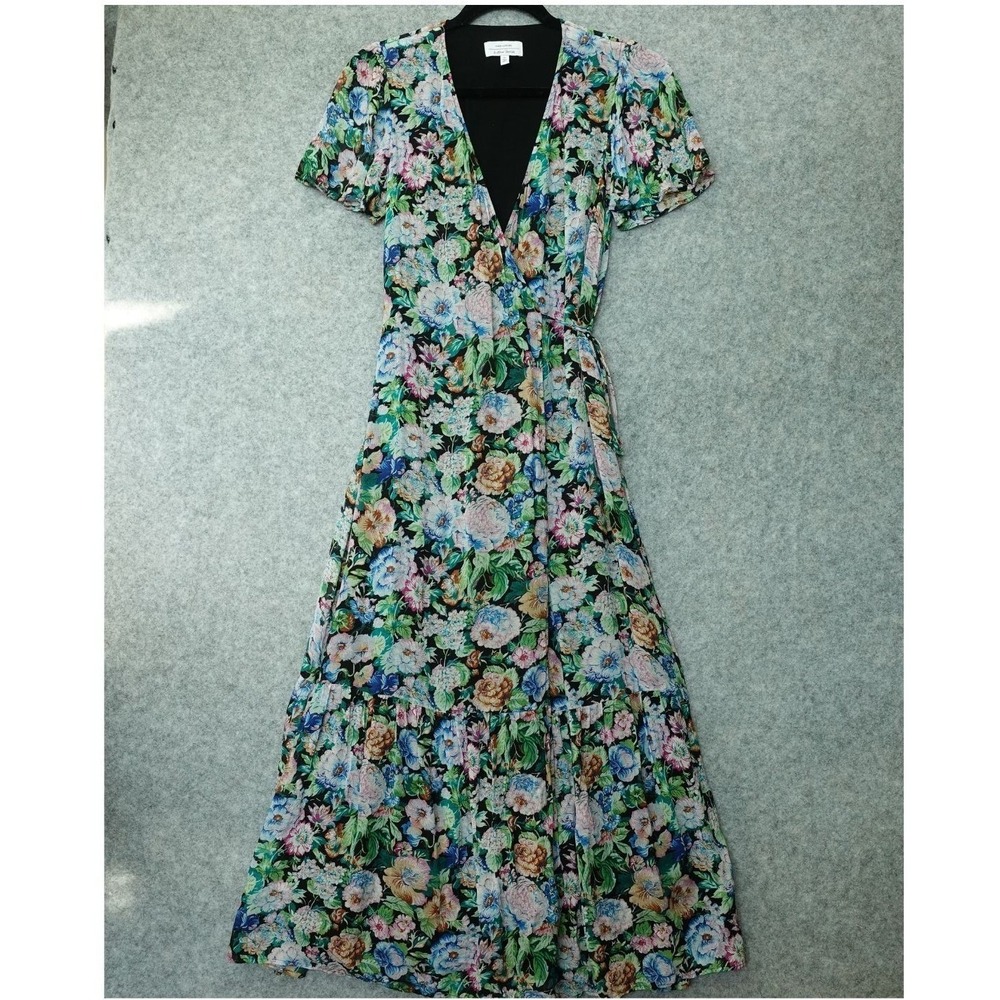 OTHER STORIES Cottagecore Wrap Maxi Dress Womens 0 XS Green Boho Garden Party